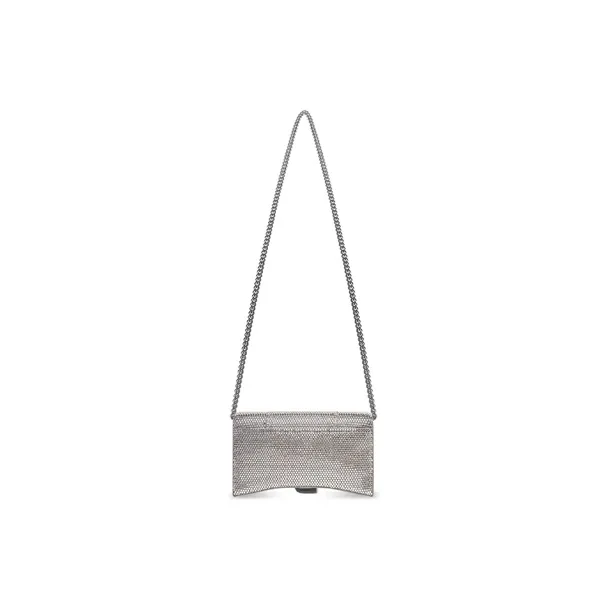 Balenciaga Hourglass Wallet With Chain Xs Rhinestone Grey-2