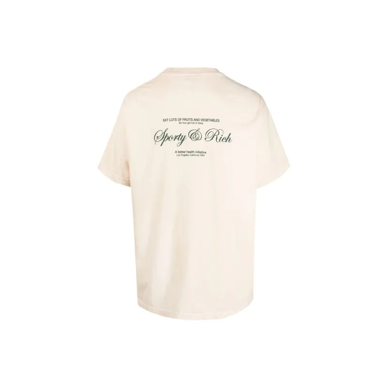 SPORTY & RICH Slogan print Cotton T Shirt-1