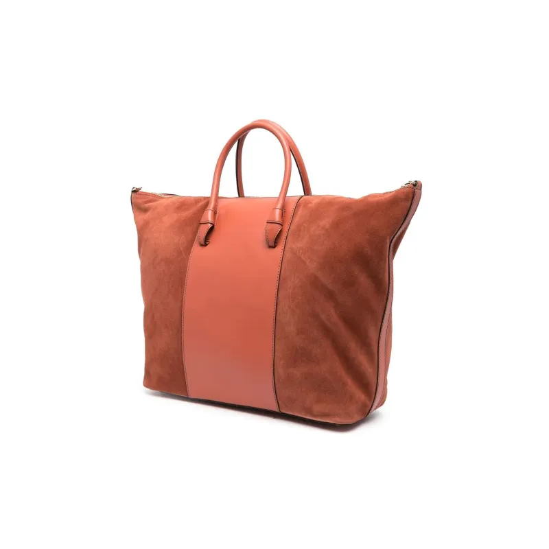 Furla Cow Leather Patchwork Suede Shoulder Bag Crossbody Bag Handbag Women's Orange-1