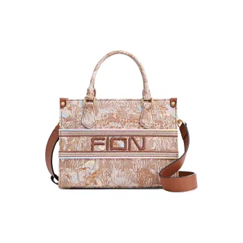 FION Fabric Tote Bag Shopping Bag Crossbody Handbag Medium Size Women's Multicolor