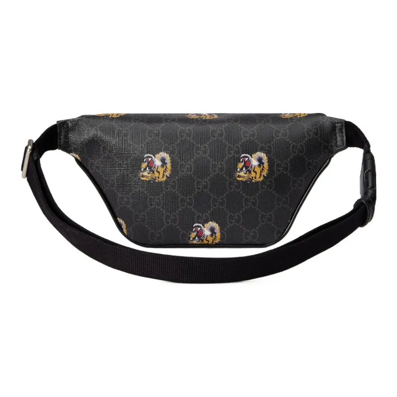 GUCCI Canvas With Leather Trim Sling Bag Fanny Pack Men's Black-2