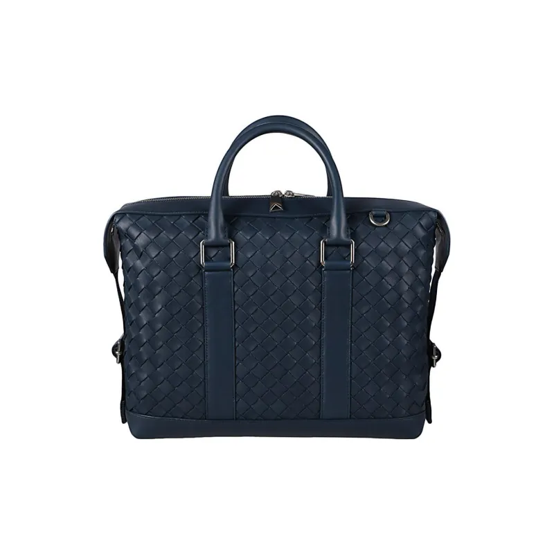 Bottega Veneta Cow Leather Portable One Shoulder Crossbody Briefcases Men's Blue-2