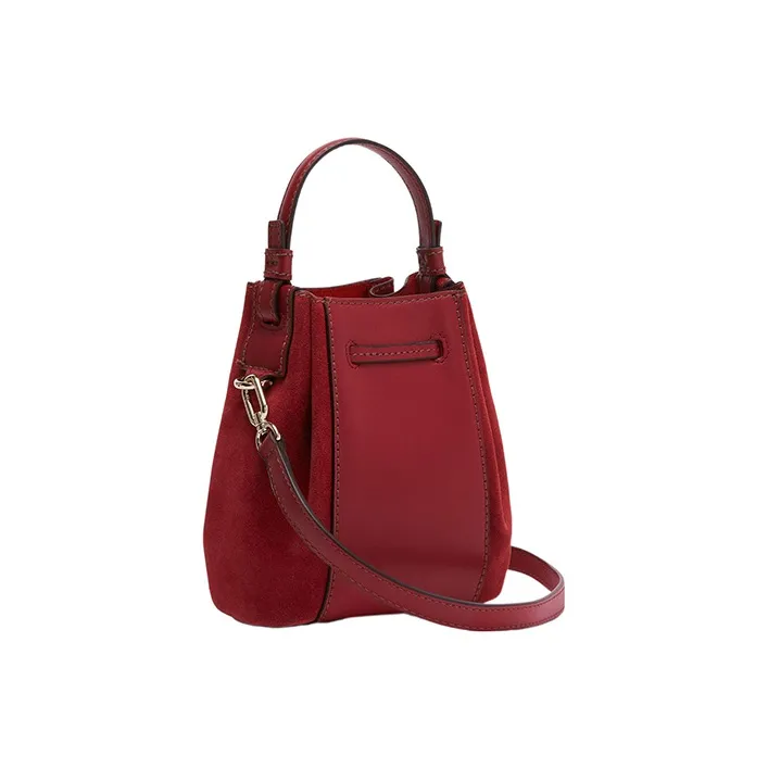 Furla Miastella Calfskin With Suede Bucket Bag, Handbag, Shoulder Bag, Crossbody Bag Mini Women's Cherry Red-2