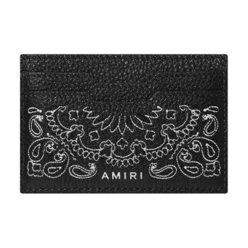 AMIRI Grained Lambskin Card Clip Card Holder Men's Black