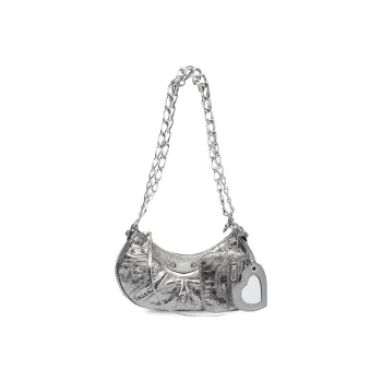 Balenciaga Le Cagole Shoulder Bag Xs With Chain Metallized Silver
