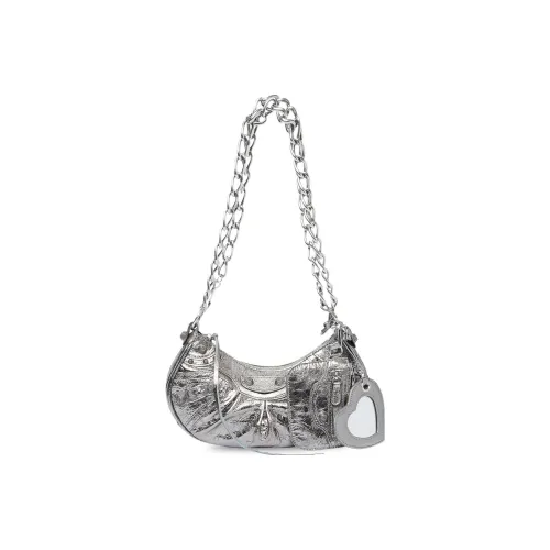 Balenciaga Le Cagole Shoulder Bag XS With Chain Metallized Silver