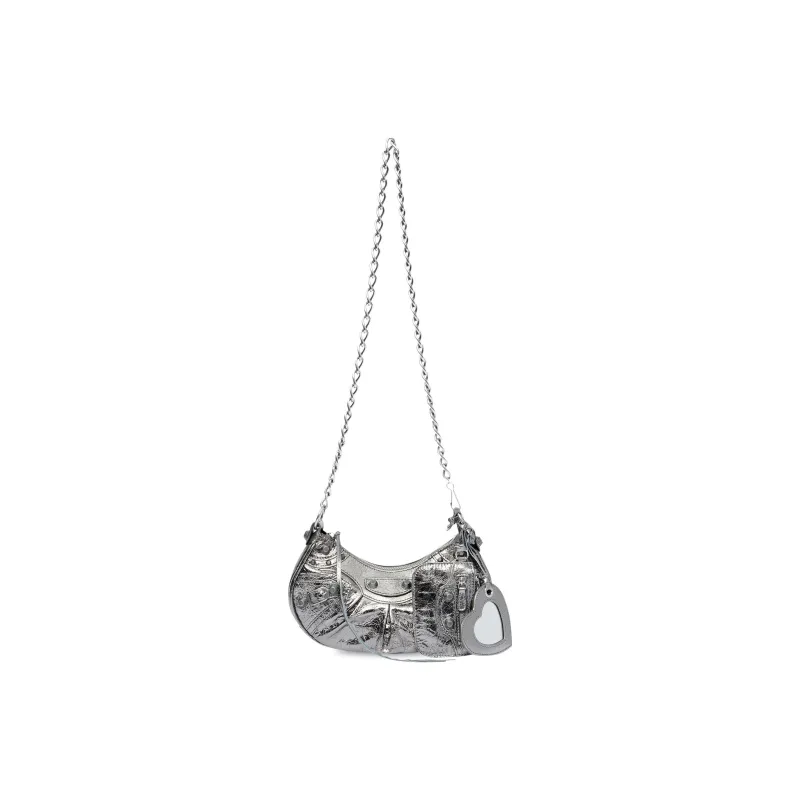 Balenciaga Le Cagole Shoulder Bag Xs With Chain Metallized Silver-1