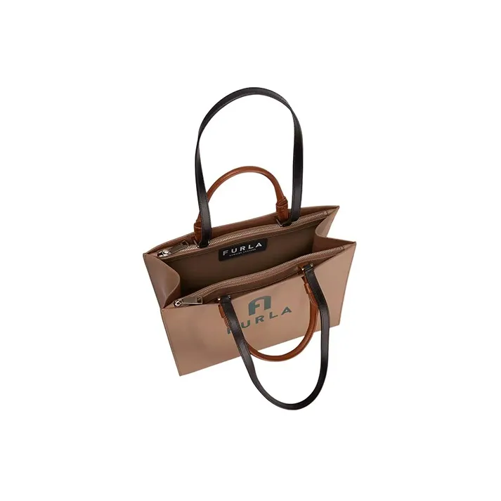 Furla Leather Tote Bag Shopping Bag Shoulder Bag Handbag Large Size Women's Taupe & Jasper-3