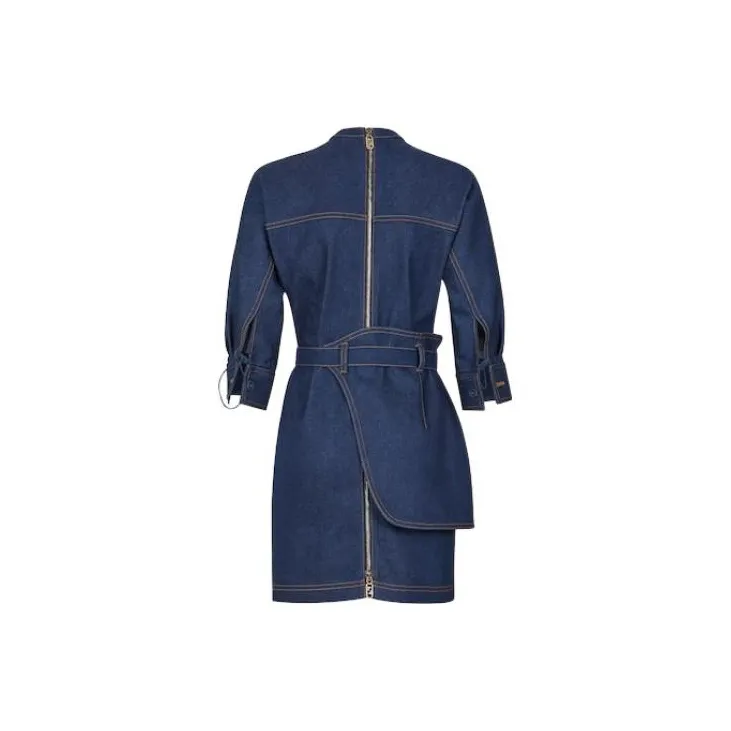 FENDI SS22 Long Sleeved Dresses Women's Blue-1