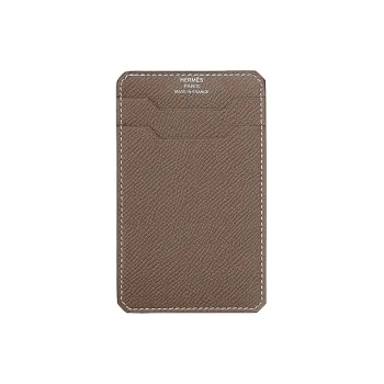 HERMES Epsom Calfskin Card Holder Men's 18 Etoupe Elephant Gray
