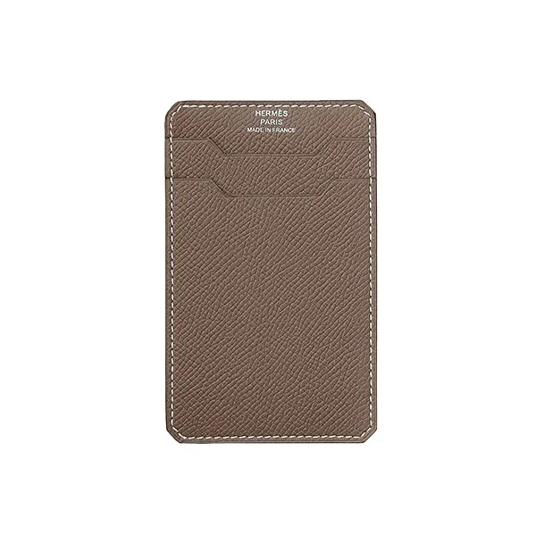 HERMES Epsom Calfskin Card Holder Men's 18 Etoupe Elephant Gray-0