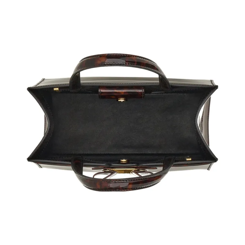 FERRAGAMO Vara Patent Leather Calfskin Shoulder Bag Crossbody Bag Handbag Regular Women's Brown-3