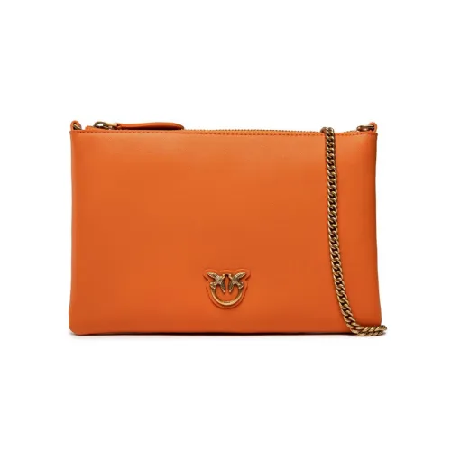 PINKO SIMPLY Grained Leather Clutches Crossbody Bag Shoulder Bag Women's Orange