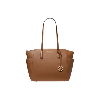 MICHAEL KORS MARILYN Saffiano Leather Tote Bag Shopping Bag Handbag Shoulder Bag Medium Size Women's Caramel Brown