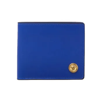 VERSACE Cow Leather Wallet Men's Royal Blue