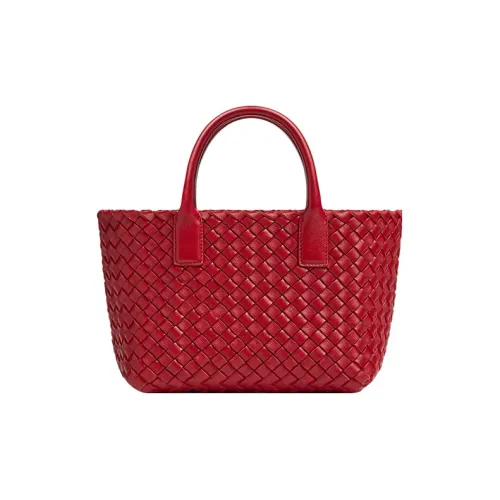 Bottega Veneta Cabat Intreccio Tote Bag Mini Apple Candy