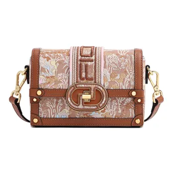 FION Fabric Small Square Bag Shoulder Bag Crossbody Bag Small Size Women's Khaki