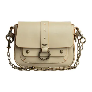 Zadig & Voltaire Cow Leather Messenger Bag Shoulder Bag Crossbody Bag Women's Beige