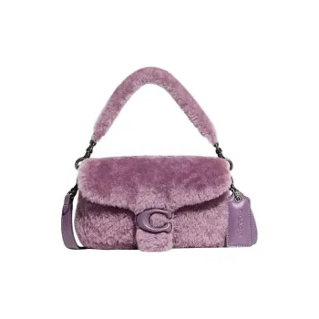 COACH Pillow Shearling Portable Crossbody Bag Shoulder Bag Small Size Women's Purple