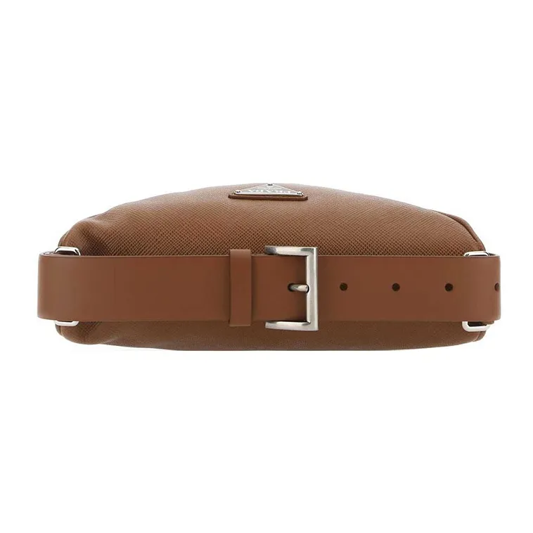 PRADA Leather Sling Bag, Fanny Pack Men's Brown-2