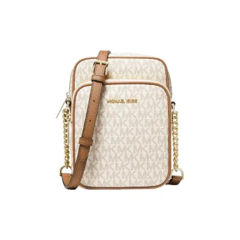 MICHAEL KORS Jet Set Travel Coated Canvas Camera Bag Shoulder Bag Crossbody Bag Medium Size Women's Vanilla White