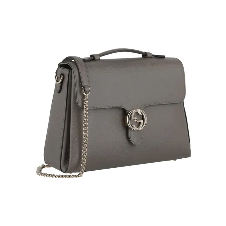 GUCCI Leather Messenger Bag, Trunk Bag, Handbag, Shoulder Bag, Crossbody Bag Tubas Women's Gray-1