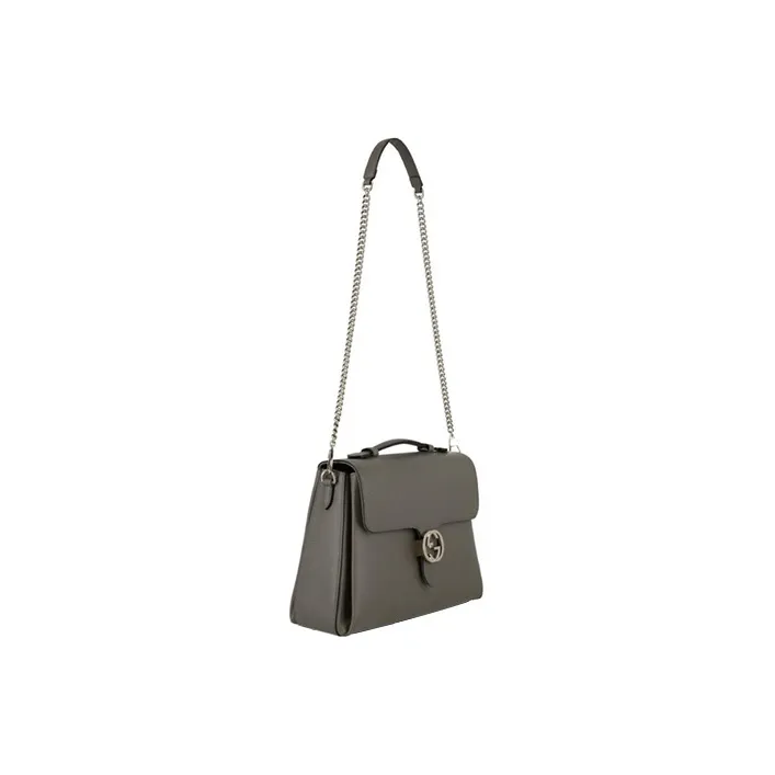 GUCCI Leather Messenger Bag, Trunk Bag, Handbag, Shoulder Bag, Crossbody Bag Tubas Women's Gray-2