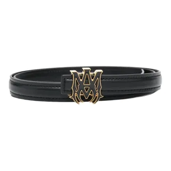 AMIRI Fashion Solid Metal Badge Plate Buckle Belt Women's Black