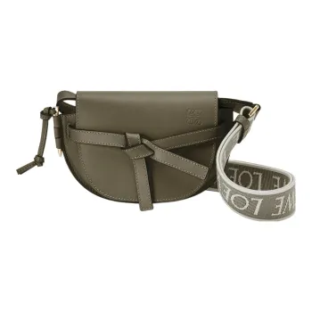 LOEWE Mini Gate Dual Bag In Soft Calfskin And Jacquard Autumn Green