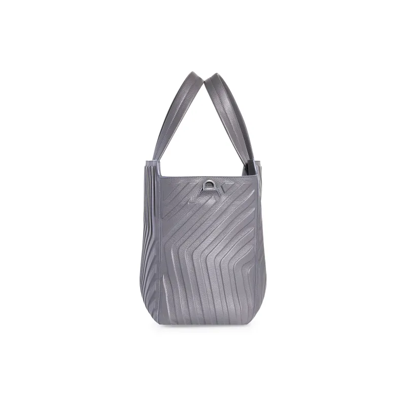 Balenciaga Car Grained Calfskin Tote Bag Shopping Bag Portable Crossbody Bag Shoulder Bag Men's Dark Gray-2