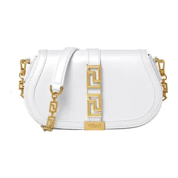 VERSACE Greca Goddess Cow Leather Portable Crossbody Bag Shoulder Bag Women's White