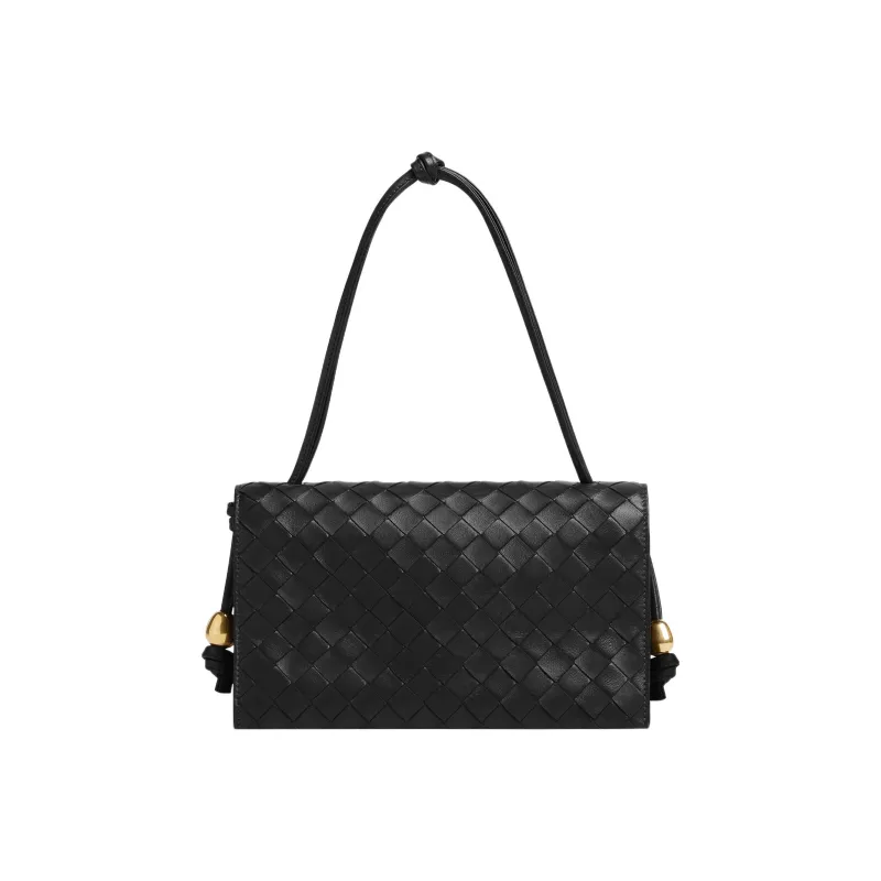 Bottega Veneta Trio Intreccio Pouch On Strap Mini Black-2