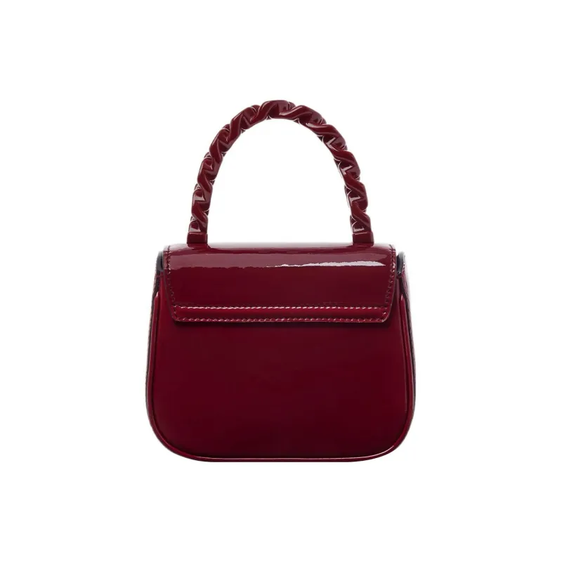 FANSIZHE La Medusa Patent Leather, Cow Leather Crossbody One Shoulder Handbag Mini Women's Burgundy-2