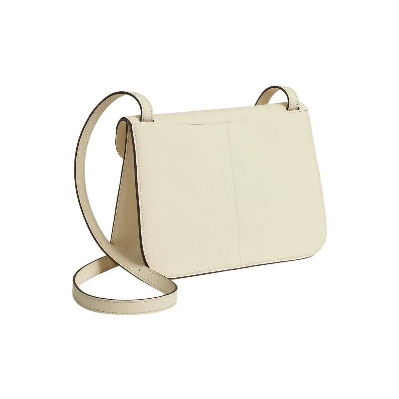 HERMES Halzan Clemence Bullock Leather Horse Shoe Bag Handbag Shoulder Bag Crossbody Bag Women's I2 Nata Cream White-2