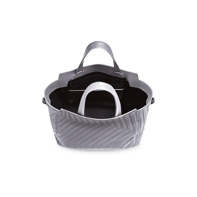 Balenciaga Car Grained Calfskin Tote Bag Shopping Bag Portable Crossbody Bag Shoulder Bag Men's Dark Gray-4