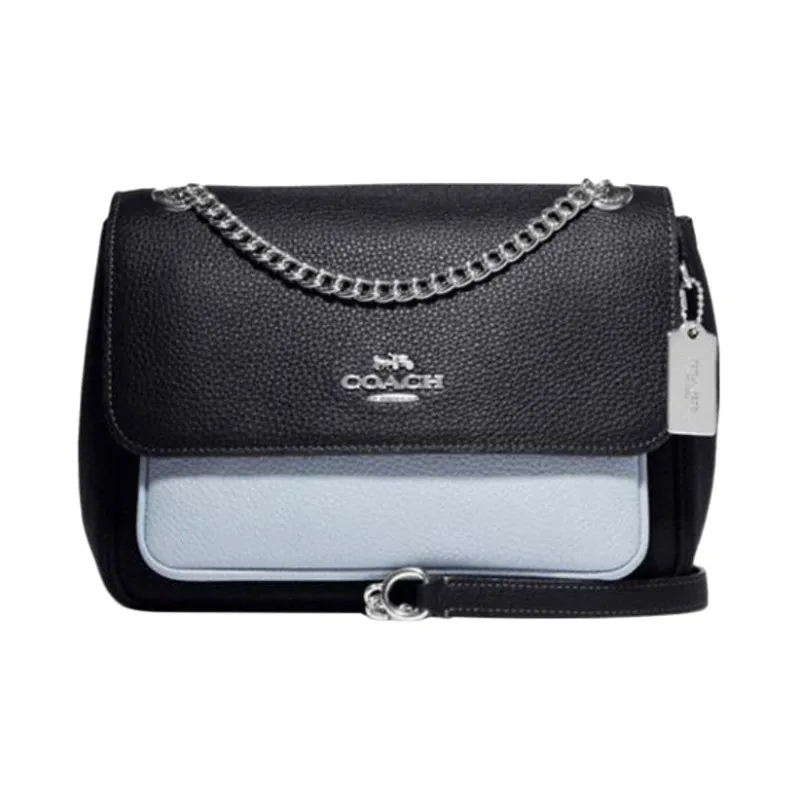 COACH Klare Cow Leather Shoulder Bag, Crossbody Bag Medium Size Women's Black & Blue-0