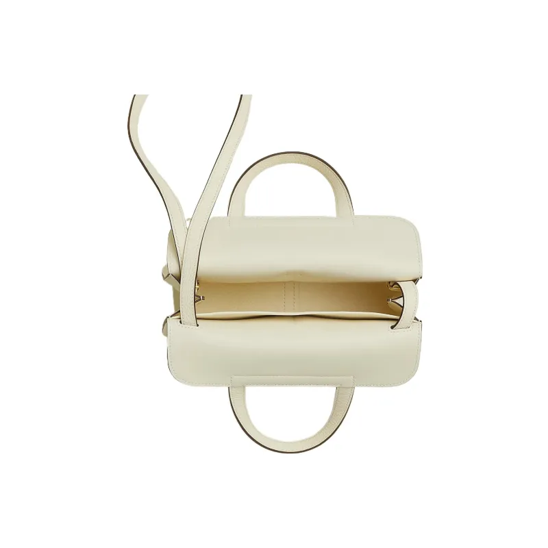 HERMES Halzan Clemence Bullock Leather Horse Shoe Bag Handbag Shoulder Bag Crossbody Bag Women's I2 Nata Cream White-3