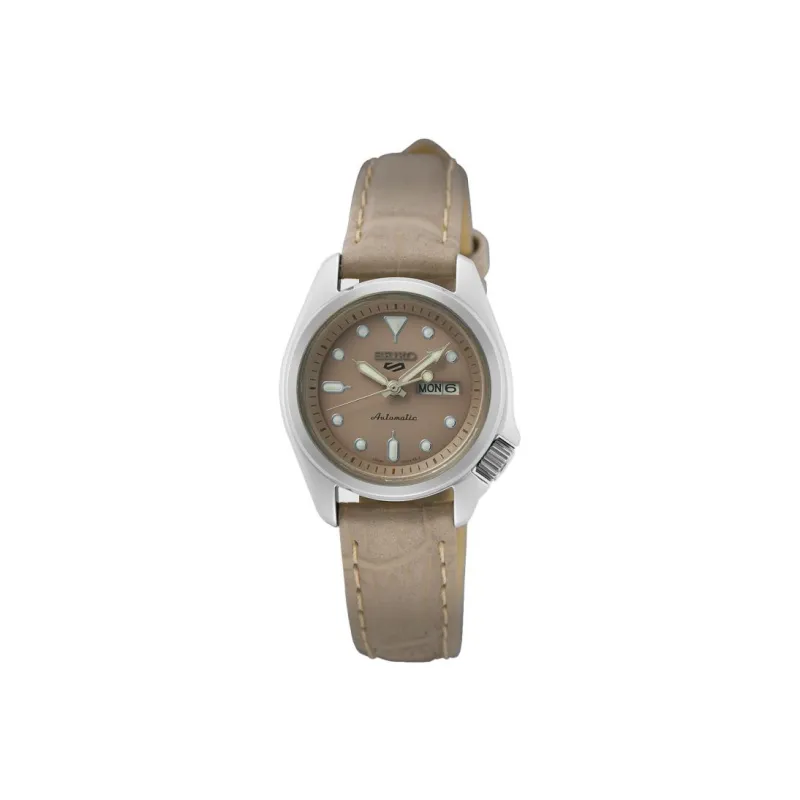 SEIKO Seiko5 Automatic Mechanical Movement Cowhide Strap Watch Women's Watch Coffee Watch Dial-0