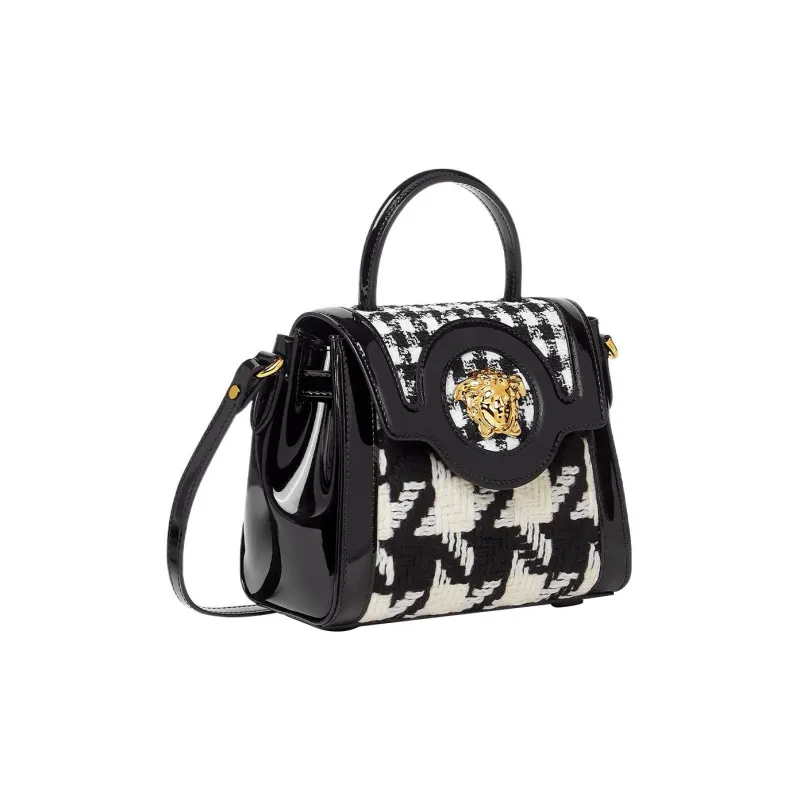 VERSACE La Medusa Floral Tweed Shoulder Bag, Crossbody Bag, Handbag Small Size Women's Black-1