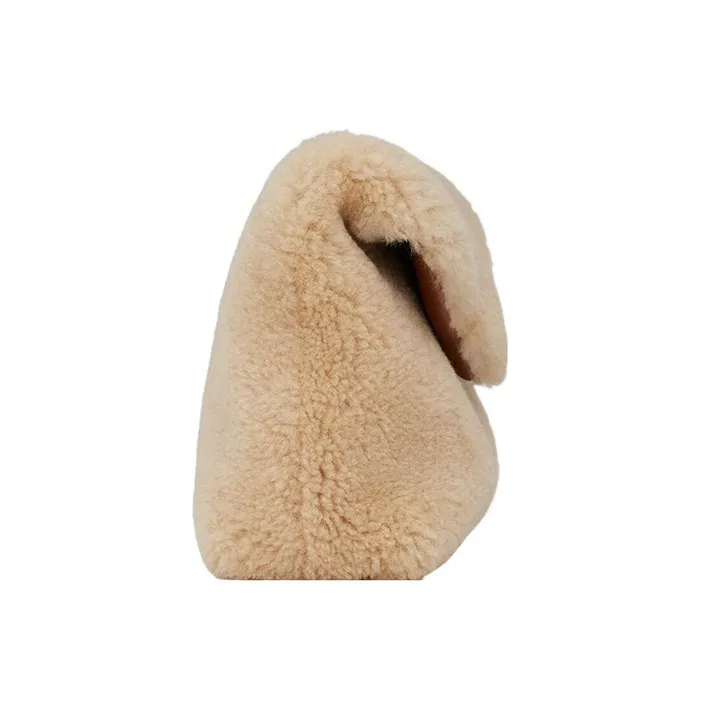 SAINT LAURENT PUFFER Sheared Wool Envelope Bag Clutches Small Size Women's Beige-3