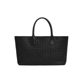 Bottega Veneta CABAT Sheepskin Tote Bag, Shopping Bag, Shoulder Bag, Handbag Medium Size Women's Black
