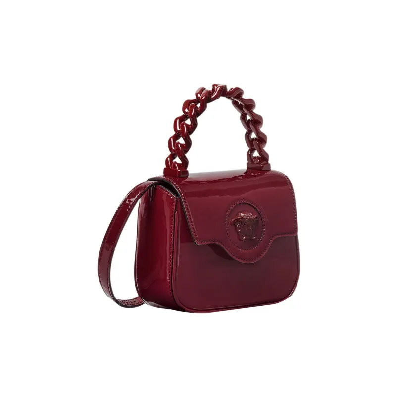 FANSIZHE La Medusa Patent Leather, Cow Leather Crossbody One Shoulder Handbag Mini Women's Burgundy-1
