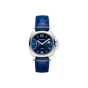 PANERAI LUMINOR DUE Automatic Mechanical Movement Women's Watch 38mm 38mm Blue Dial Crocodile Leather Strap
