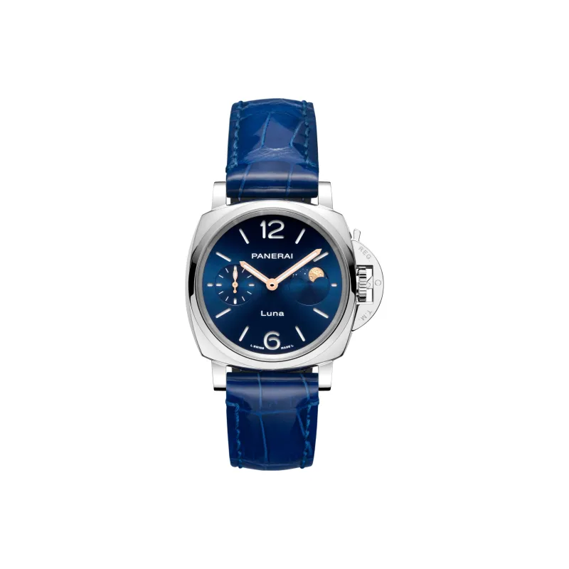 PANERAI LUMINOR DUE Automatic Mechanical Movement Women's Watch 38mm 38mm Blue Dial Crocodile Leather Strap-0