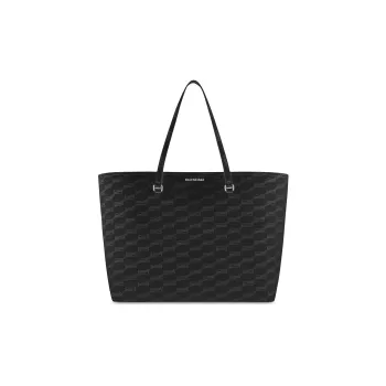 Balenciaga Coated Canvas Tote Bag Shopping Bag Shoulder Bag Handbag Large Size Men's Black