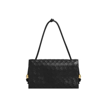 Bottega Veneta Trio Intreccio Pouch On Strap Mini Black