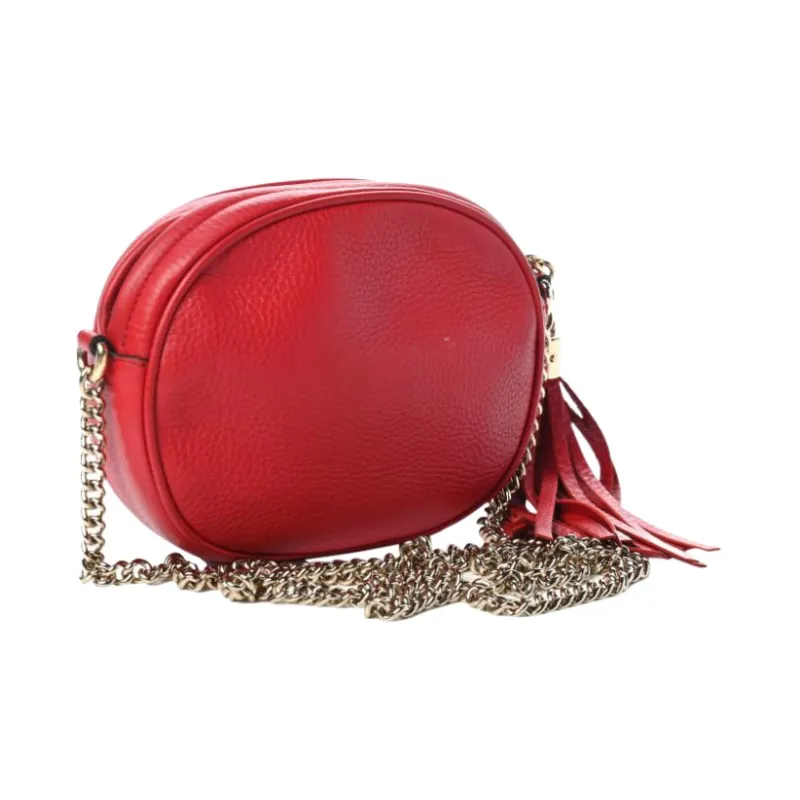MICHAEL KORS Ginny Leather Small Round Bag Shoulder Bag Crossbody Bag Medium Size Women's Berry Red-1