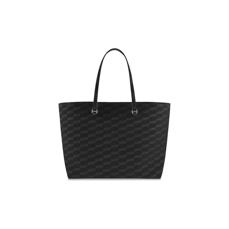 Balenciaga Coated Canvas Tote Bag Shopping Bag Shoulder Bag Handbag Large Size Men's Black-3