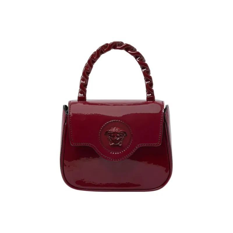 FANSIZHE La Medusa Patent Leather, Cow Leather Crossbody One Shoulder Handbag Mini Women's Burgundy-0