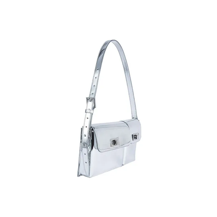 By Far Billy PU Crossbody One Shoulder Handbags Women's Silver-1